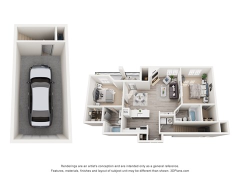 Floor plan for 2 beds, 2 baths, 900 sqft